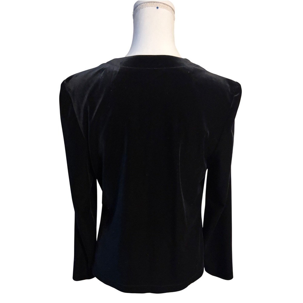 Alex Evenings Wmns Black Velvet Open Front Cardigan Jacket Size M Formal Evening - Picture 2 of 10